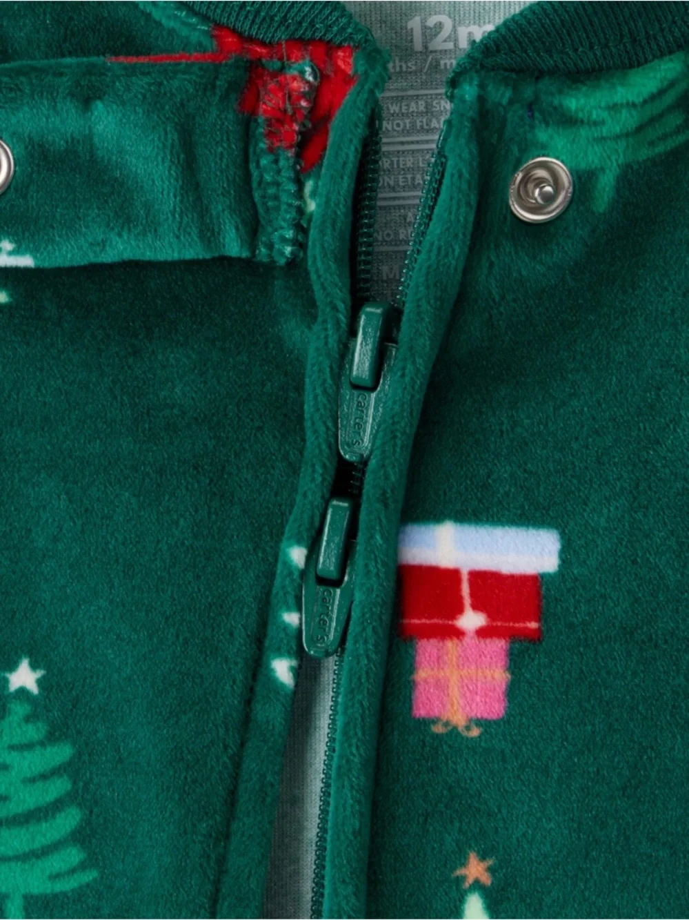 Carter’s velour long sleeve snug fit Christmas footed pjs size 12 months